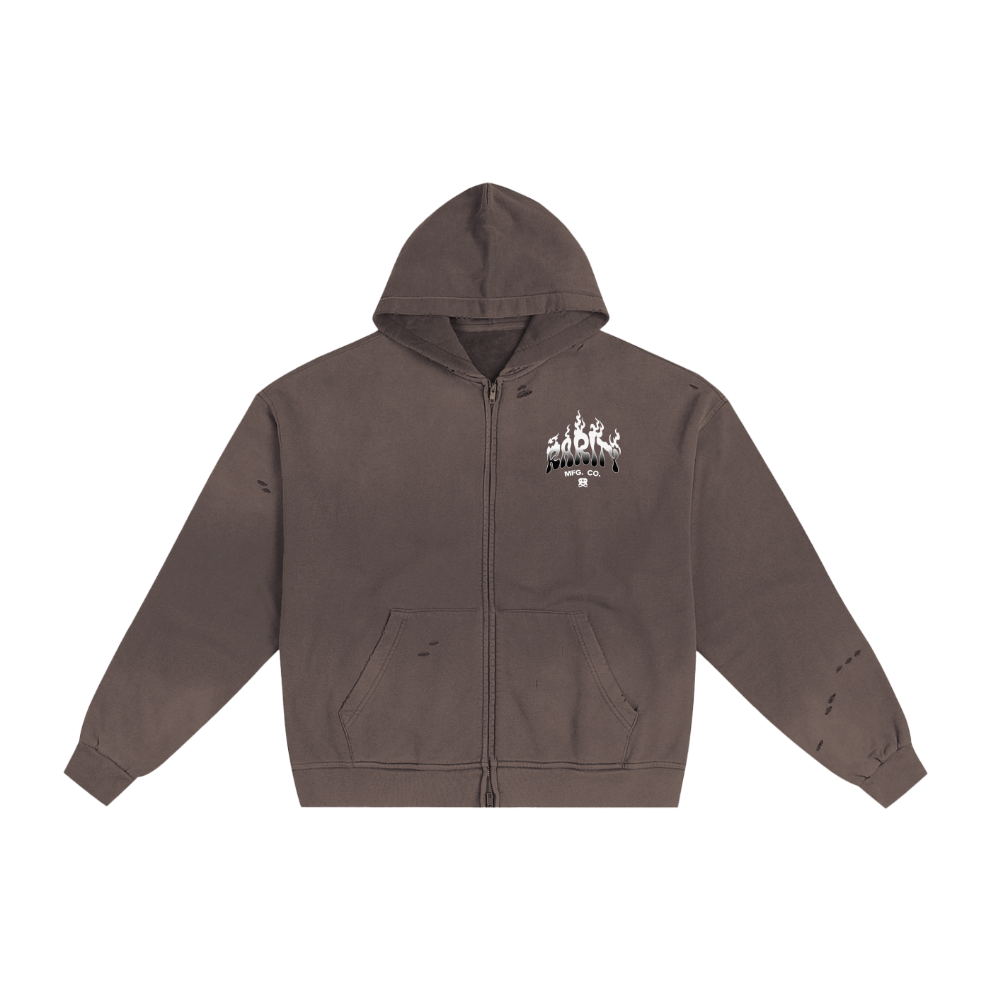 Hand-Frayed Sunfade Zip Hoodie
