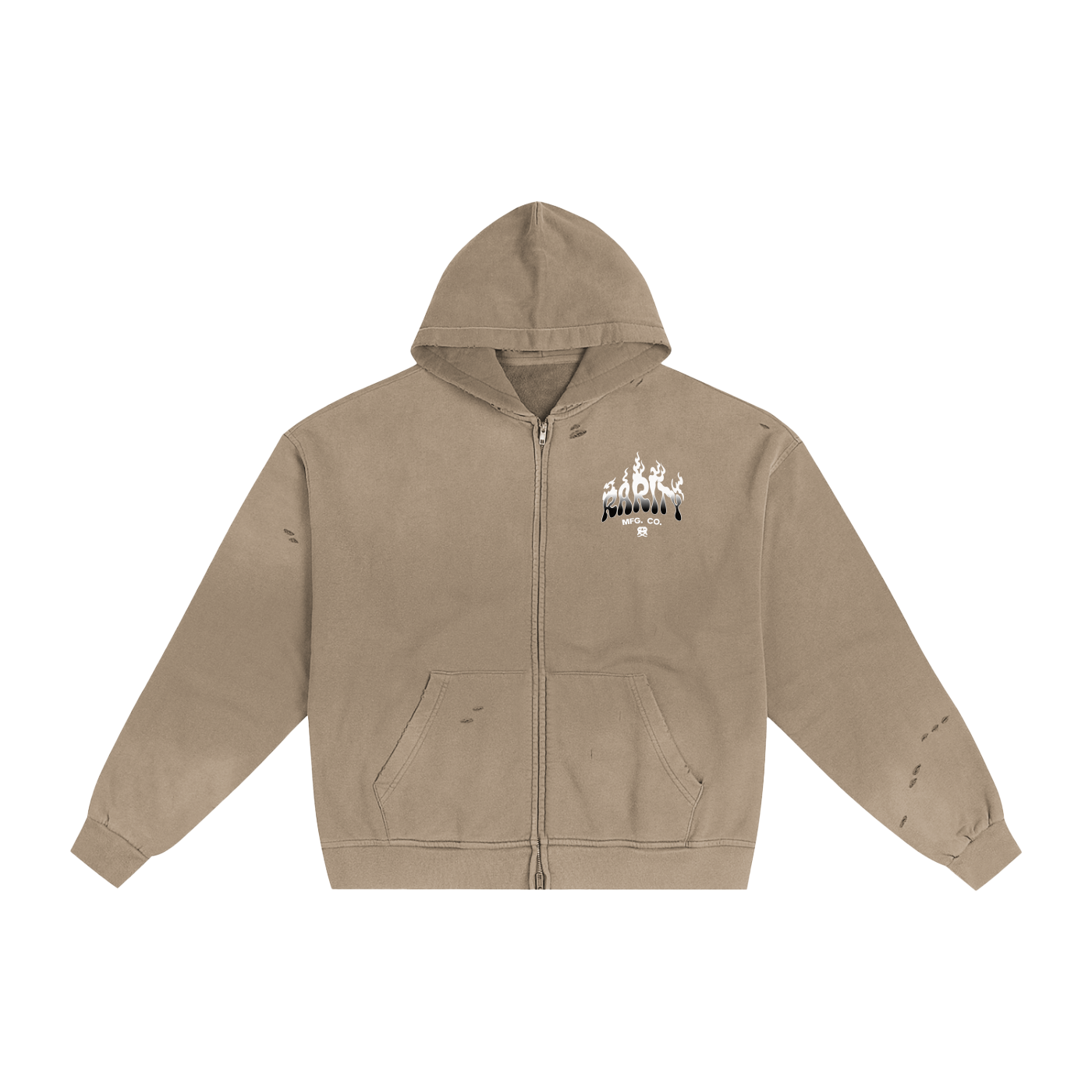 Hand-Frayed Sunfade Zip Hoodie
