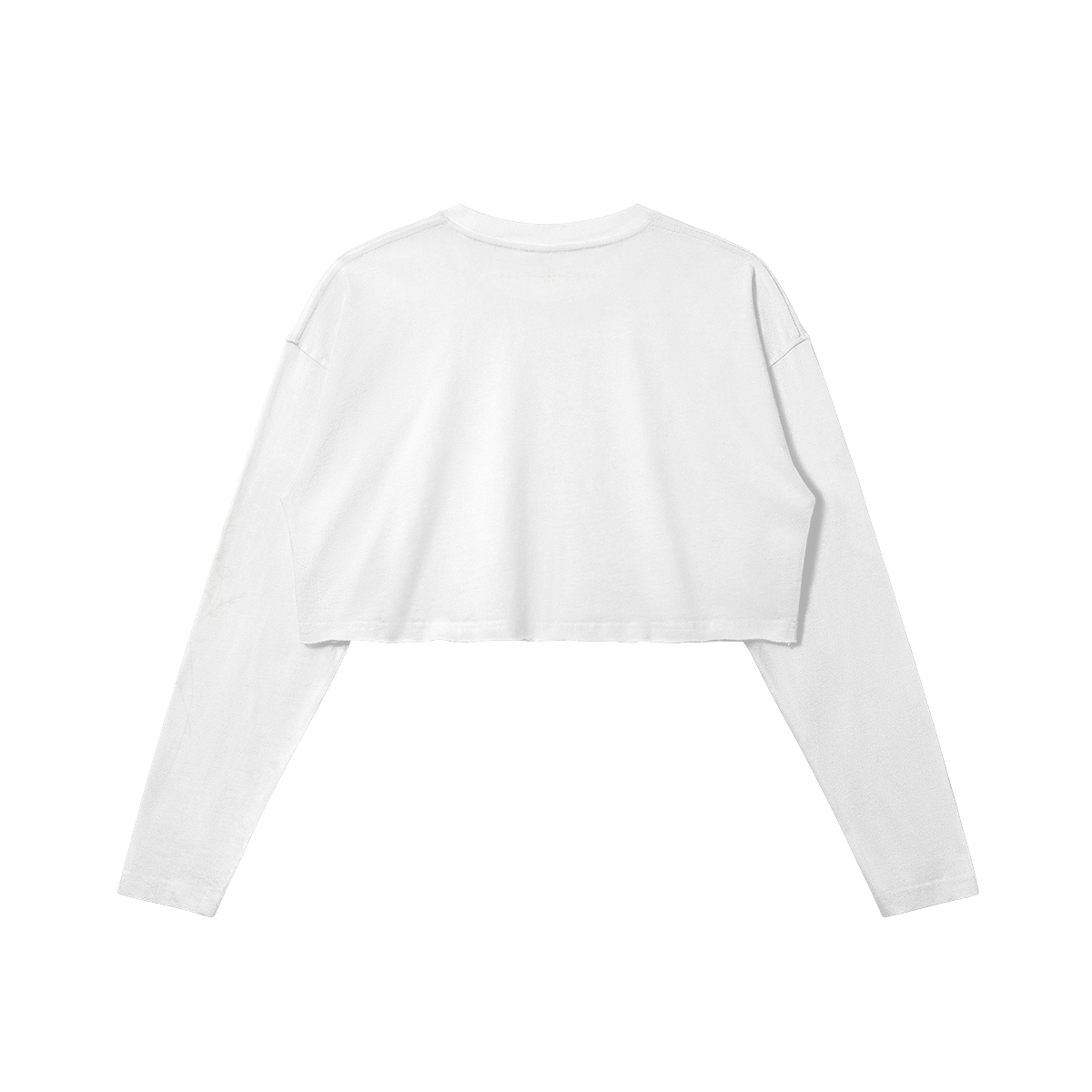 Floral Midweight Raw Hem Long Sleeve Crop