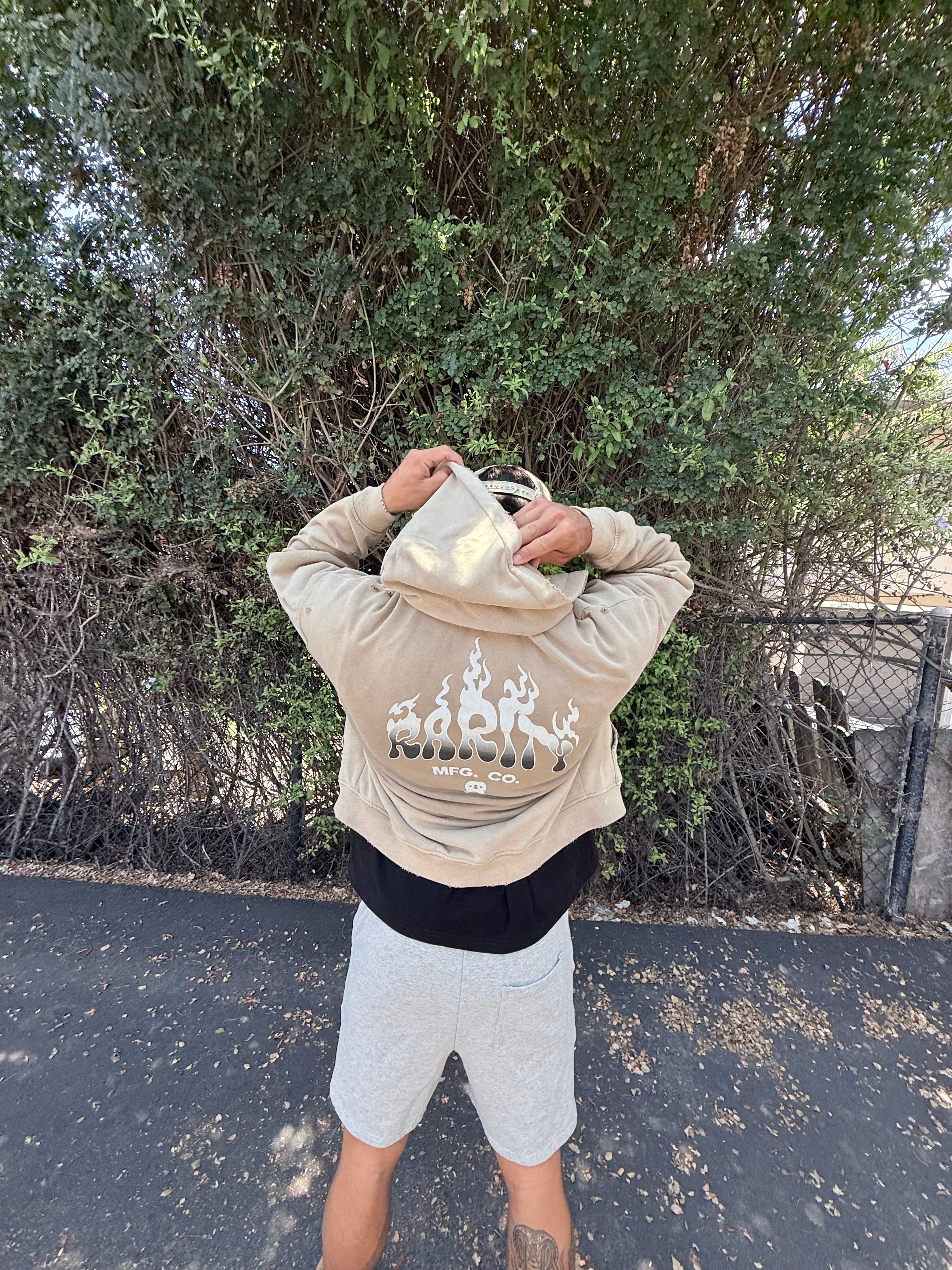 Hand-Frayed Sunfade Zip Hoodie