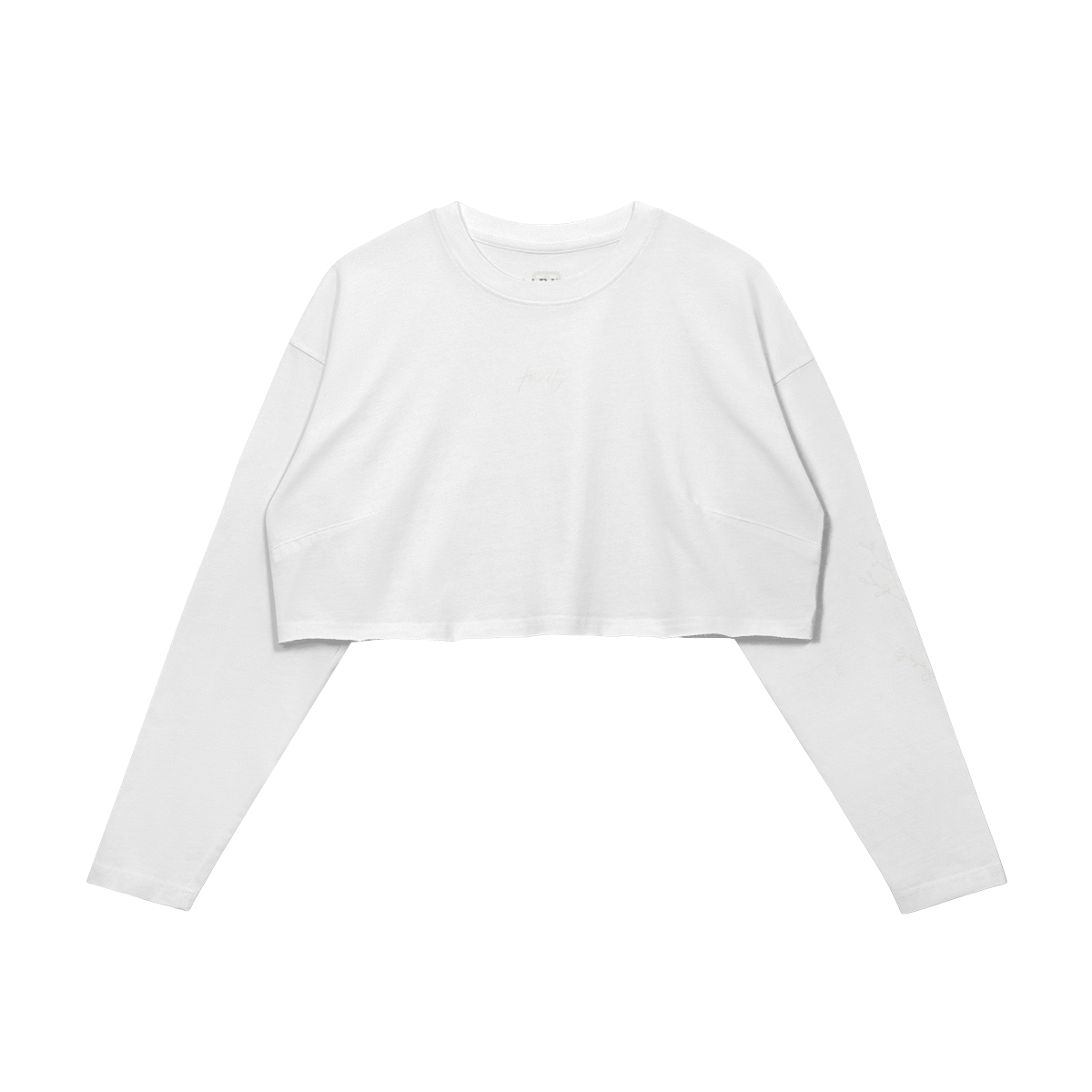 Floral Midweight Raw Hem Long Sleeve Crop